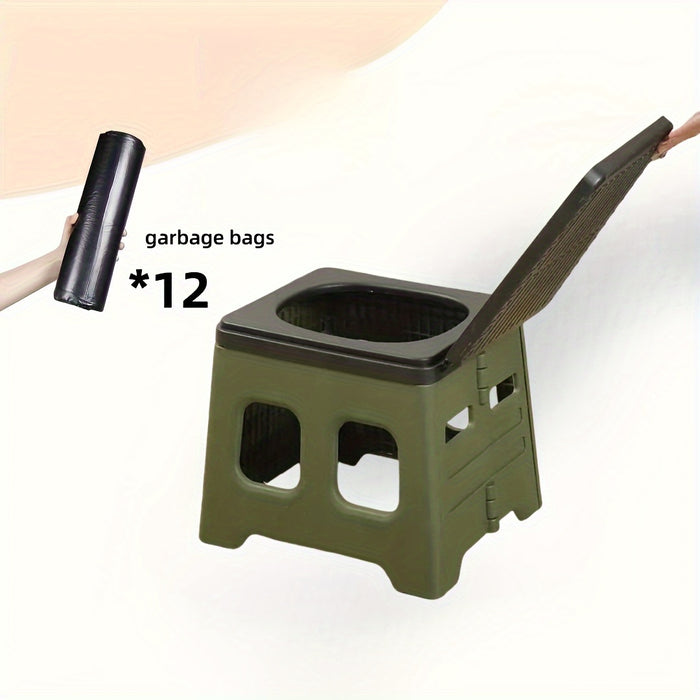 Portable Folding Emergency Toilet With Lid - Ideal For Camping, Hiking And Traveling By Vehicle | Durable ABS Material, Adult Portable Camping Toilet Adult Travel Potty Seat Traveling Outdoor Hiking Portable Folding Stool Wit