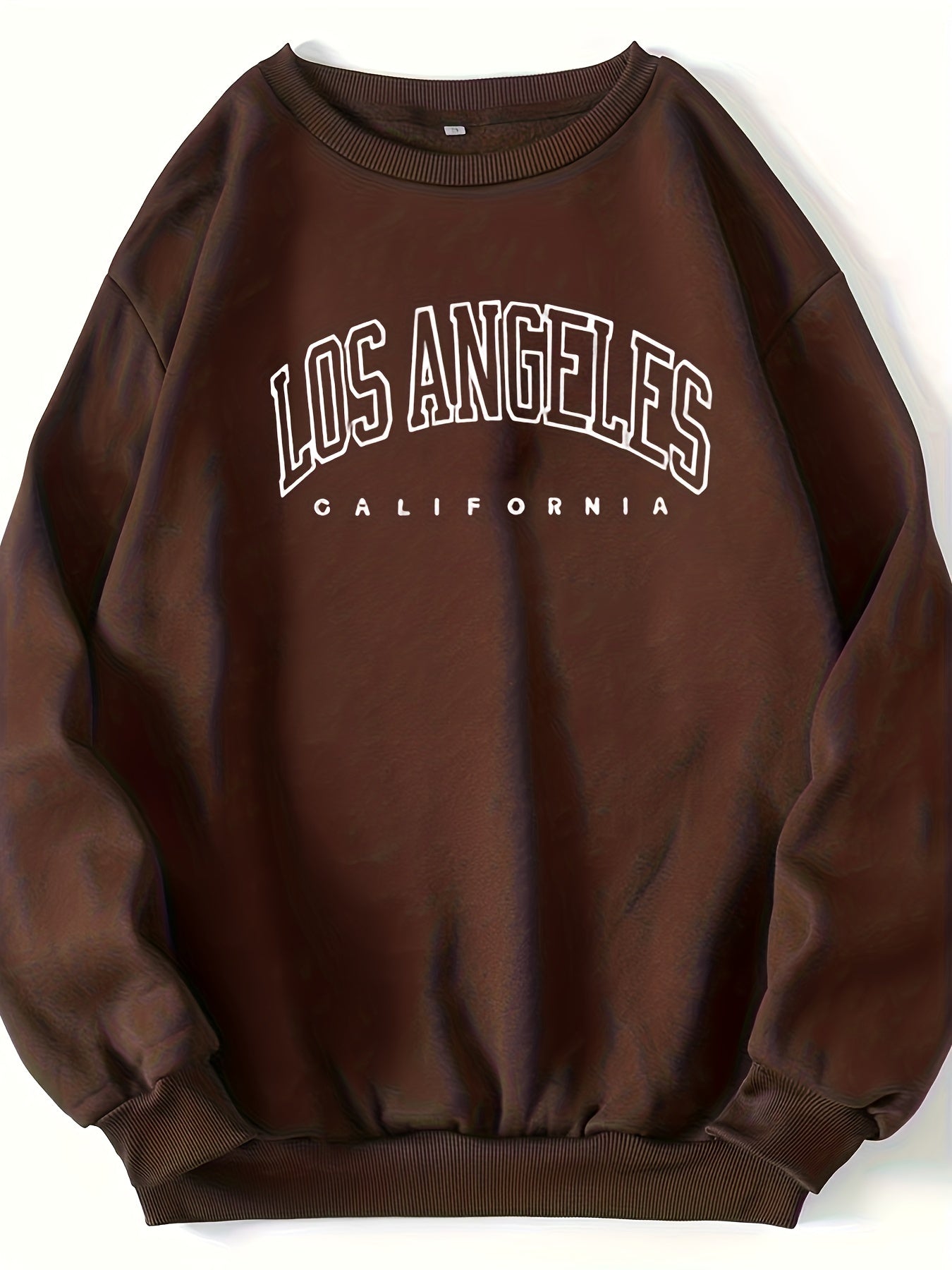 Los Angeles Print Preppy Crewneck Sweatshirt for Women, Long Sleeve Winter Fall Casual Cozy Sweatshirt