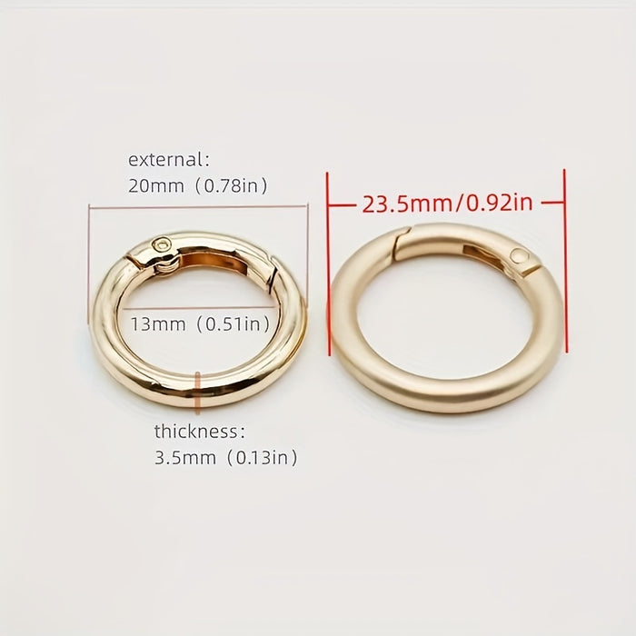 10pcs 10 Pack Golden Silver Round Spring Buckles, Multi-Size Purse Keychain Backpack Accessories