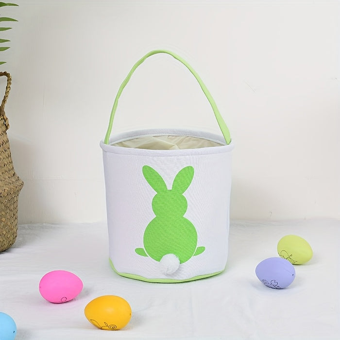 1pc Personalized Easter Basket with Embroidered Name - Cute Foldable Polyester Egg Hunt Basket, Lightweight & Hand Washable, Perfect for Easter Egg Hunts and Gifts, Personalized Gifts | Pastel Colored Basket | Foldable Design