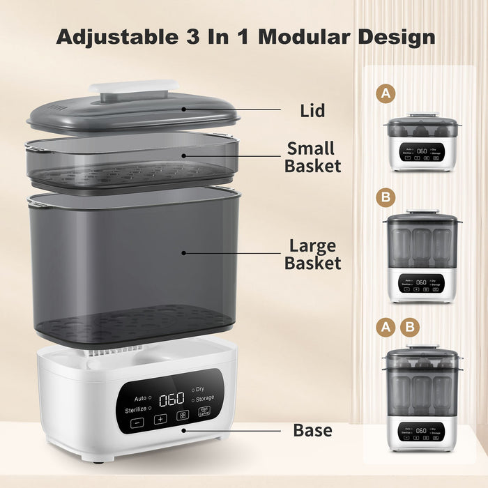 4-in-1 Bottle Steamer & Dryer - Fit, LED Touch Screen, Auto Shut-Off, 110V-130V