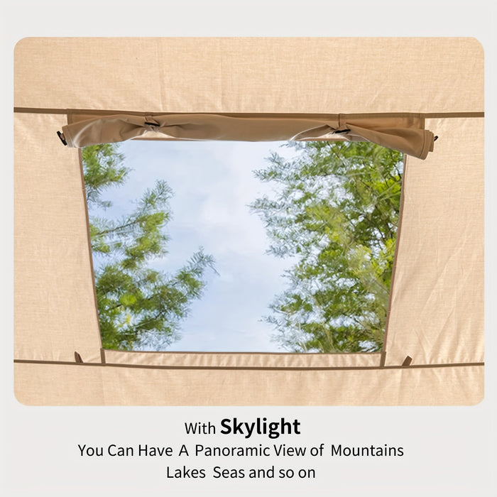 6-Person Inflatable Camping Tent - Easy Setup, All-Season Waterproof & Windproof Shelter, Portable Air Tent for Hiking, Fishing & Outdoor Adventures, Light Yellow Oxford Fabric, TPU Support Poles, Zipper Closure, Outdoor Camp