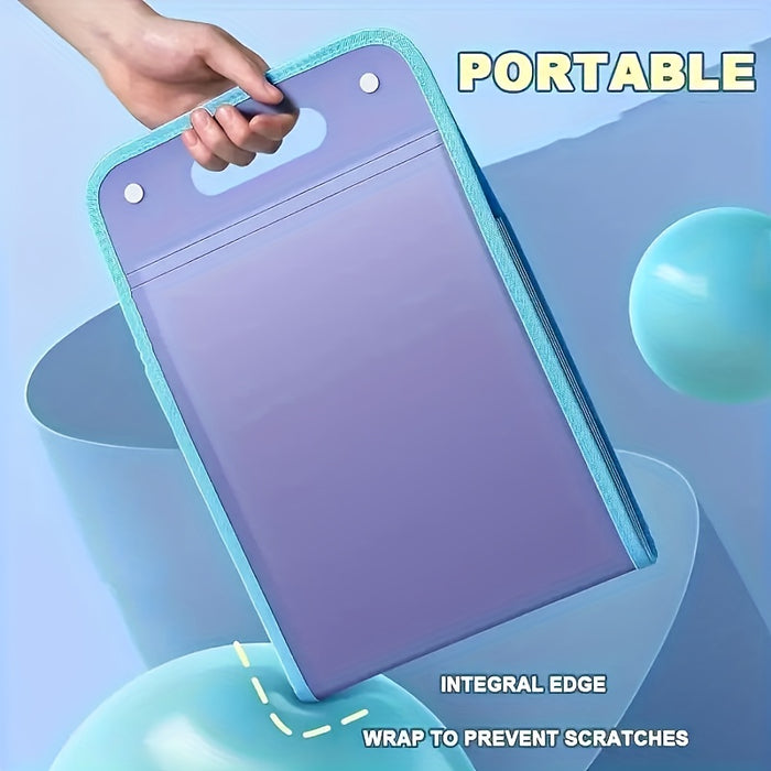 Sky Blue A4 Document Folder with Handle - Waterproof, 13-Pocket Expanding File Organizer for Students, Business & Travel