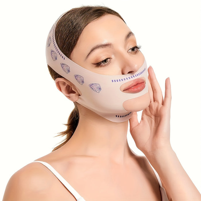 1pc V-Line Face Lift Belt - Reusable Skin Tightening Strap for Sagging Prevention - Unscented Double Chin Reducer for Women and Men - Facial Lifting Mask