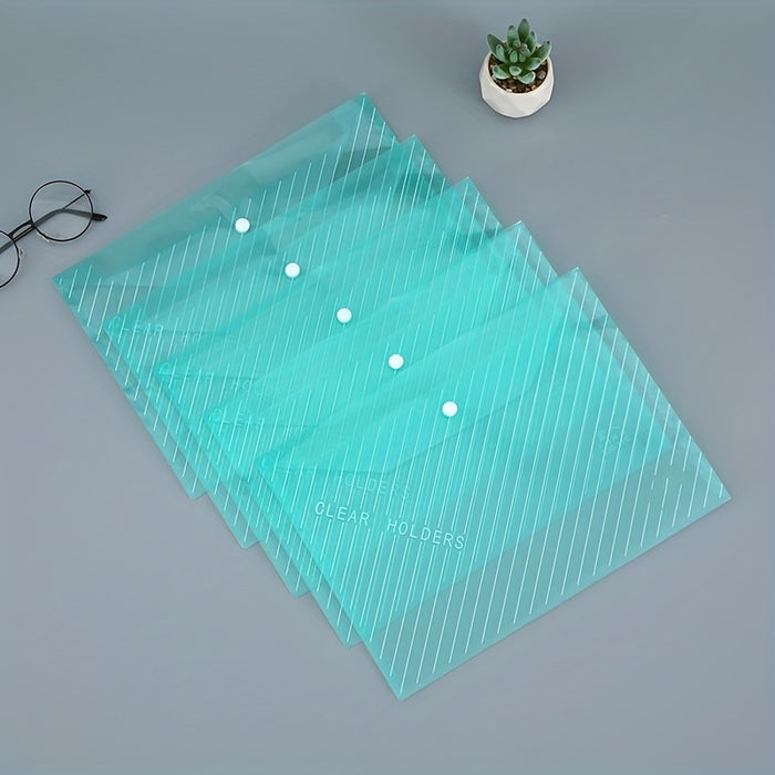 5/10pcs Transparent A4 File Bag - Diagonal Test Paper Buckle Storage Bag For Office Organizer And Document Pouch - Back To School Supplies