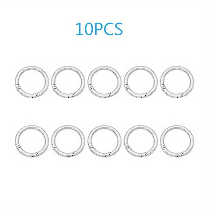 10pcs 10 Pack Golden Silver Round Spring Buckles, Multi-Size Purse Keychain Backpack Accessories