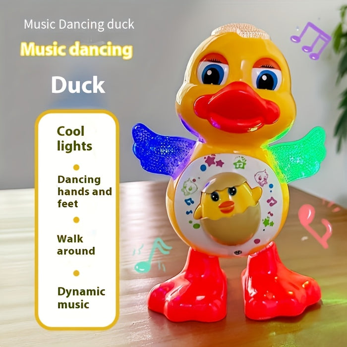 Interactive Dancing Duck Toy with Flashing Lights and Music, Cartoon Animal with Rotating Wings and Moving Eyes, Battery Operated, Ideal Christmas Gift for Youngsters 3-6 Years - Multicolor (Batteries Not Included), Cartoon T
