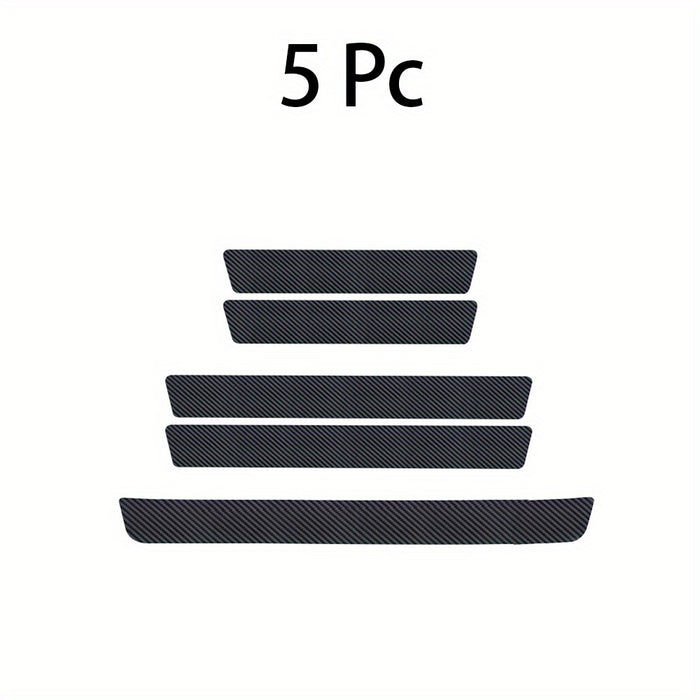 5pcs Carbon Fiber Car Door Sill Protectors - Scratch Guard Covers for 99% of Vehicles