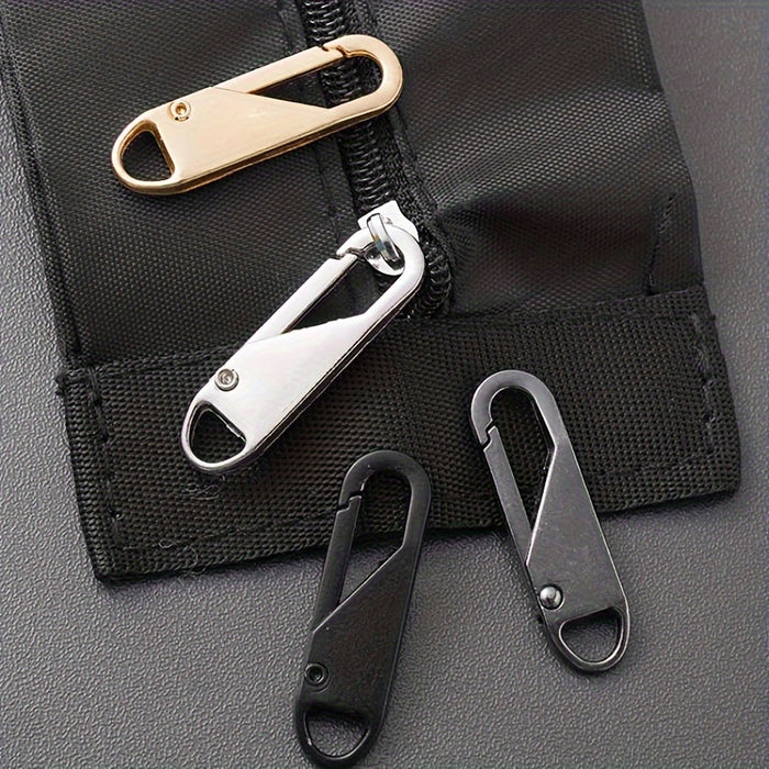 4pcs Zipper Pull Replacements - Easy Install, Detachable Heads for Travel Bags, Clothing & Crafts - Black