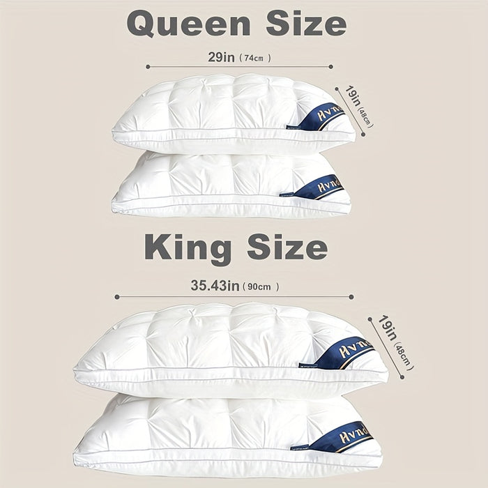 2-Piece Luxury Hotel-Quality Pillows, Deep Sleep Neck Support with Non-Sagging High-Pillow Inserts for All Seasons | Hypoallergenic Polyester Covers & Modern Design – Soft Texture Finish, Cooling and Cervical Spine Comfort