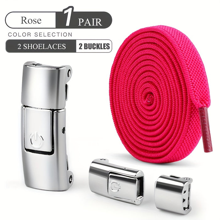 1 pair 2pcs 2pcs 2-Pack Free-Tie Shoelaces with Buckles for Sneakers and Canvas Shoes