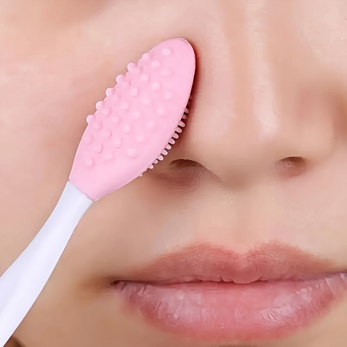 Pink Silicone Nose Brush - Dual-Sided Soft Exfoliating & Massaging, Blackhead Removal Tool, Formaldehyde-Free, 1pc