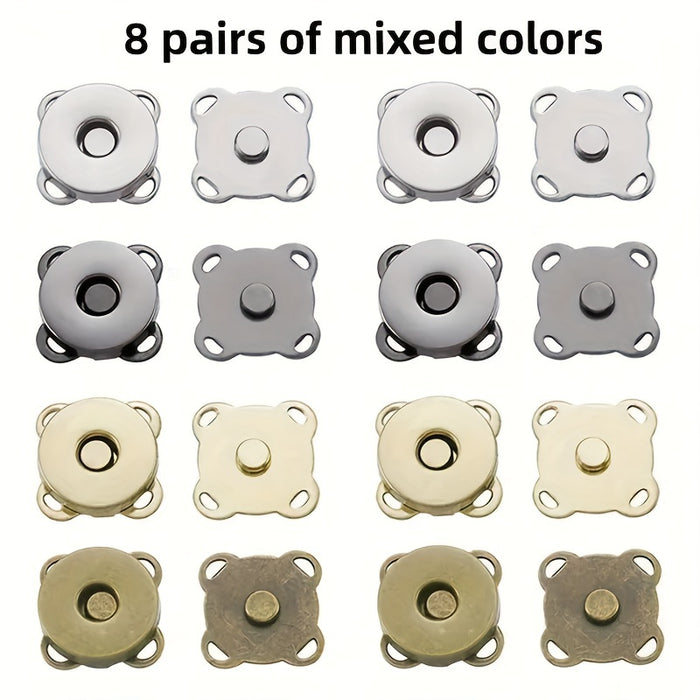 5/8 Pairs Hand-sewn Magnetic Invisible Snap Buttons DIY Plum Blossom Buckles Strong Magnetic Buttons, Clothing Bag Accessories