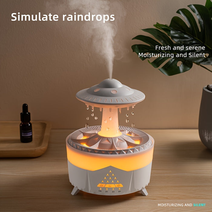 1pc UFO-Shaped Ultrasonic Aromatherapy Humidifier, Essential Oil Diffuser with LED Lights, Polypropylene & ABS, 110V-240V US Plug, for Home & Office Relaxation, Watch Decompression