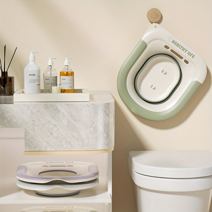Wider Sitz Bath Kit - 1pc Collapsible Toilet Seat for Hemorrhoids, Postpartum Care with Deeper Bowl, Plastic, Drain Holes and Flusher Hose