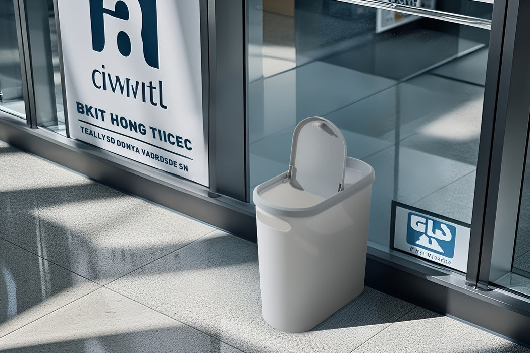2/1pc Bathroom Trash Can, Compact And Durable Plastic Wastebasket With Built-in Handles, Easy To Clean, Rustproof, Space-Saving Design, Ideal For Small Spaces In Bathroom, Laundry, And Home Office