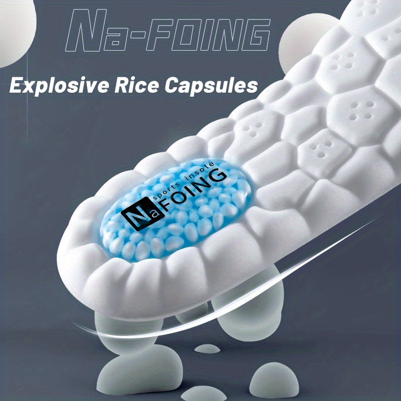 1 Pair TPU Sports Insoles with Explosive Rice Capsules - Shock Absorbing, Breathable, Lightweight Running Inserts for Enhanced Comfort and Support