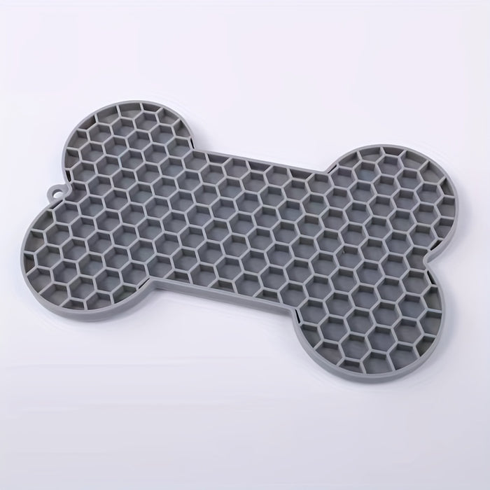 1pc Anxiety Relief Lick Pad For Dogs - Slow Feeder With Suction Cups For Peanut Butter And Treats - Bone-Shaped Pet Lick Pad
