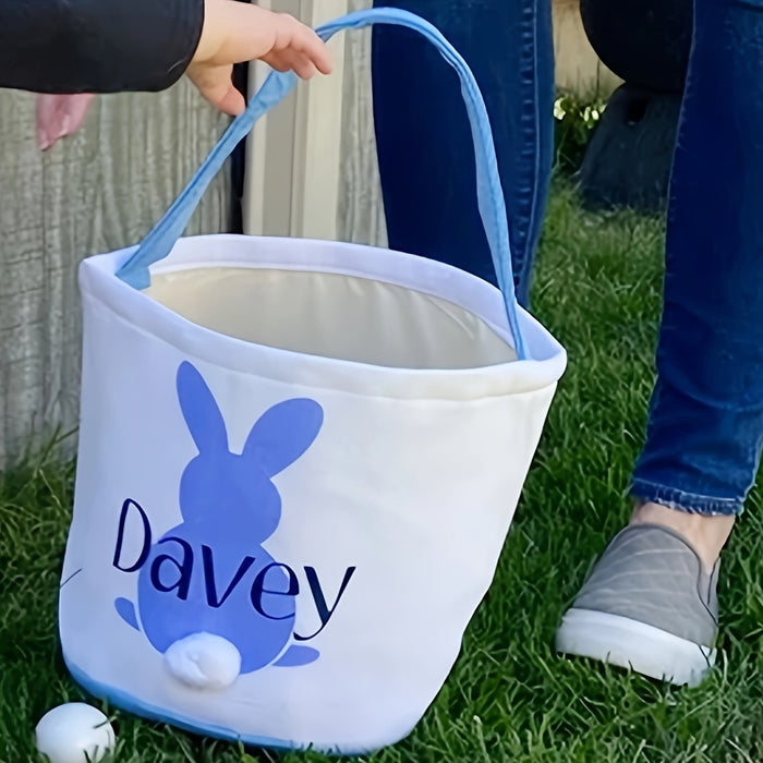 Personalized Easter Basket | Fluffy Bunny Tail Basket | Easter Basket | Easter Bunny Tail Bag | Easter Gift for Boys and Girls, Party Gift Bag