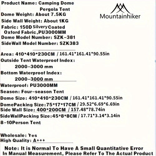 8-10 Person Outdoor Camping Dome Tents, Round Large Canopy, Portable Awning Pergola Canopy Tent