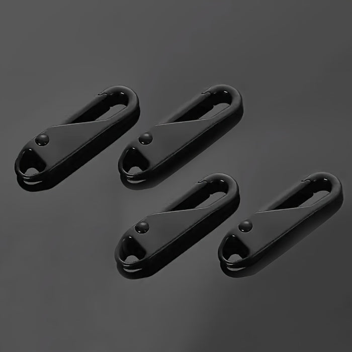 4pcs Zipper Pull Replacements - Easy Install, Detachable Heads for Travel Bags, Clothing & Crafts - Black