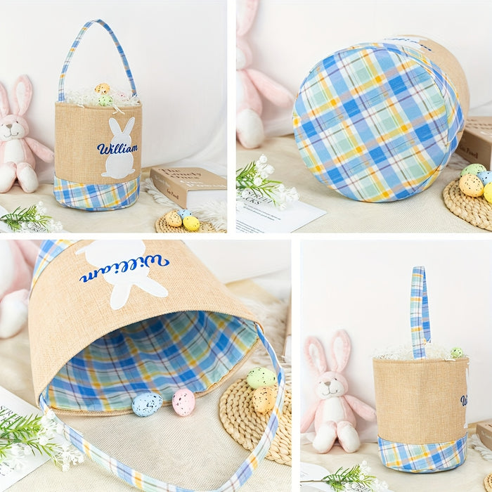 1pc Personalized Easter Basket with Custom Name, Bunny Design, Boy or Girl Easter Bucket, Lettered Easter Basket, Easter Gift