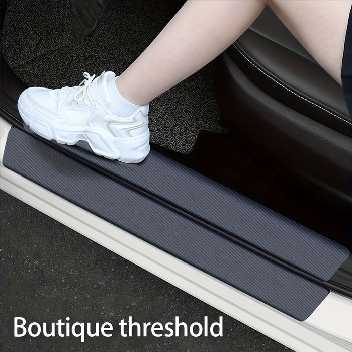 5pcs Carbon Fiber Car Door Sill Protectors - Scratch Guard Covers for 99% of Vehicles