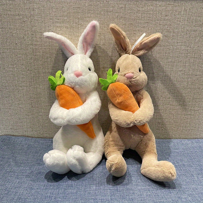 1pc/2pcs Easter Dog Toy Cute Cartoon Hug Carrot Rabbit Dog Plush Toy - Pattern: Cartoon; Breed Recommendation: All Breed Sizes; Material: Fabric