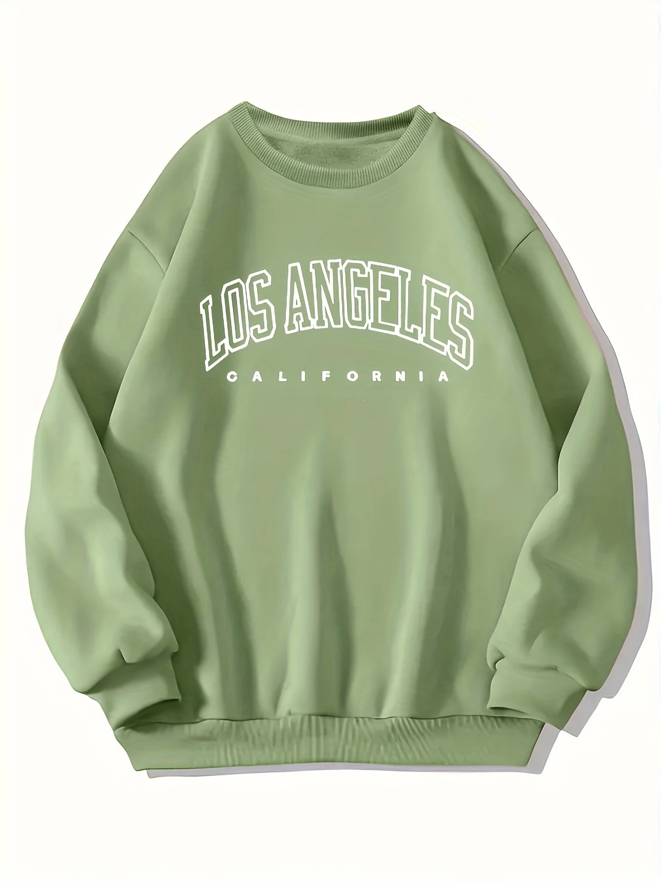 Los Angeles Print Preppy Crewneck Sweatshirt for Women, Long Sleeve Winter Fall Casual Cozy Sweatshirt
