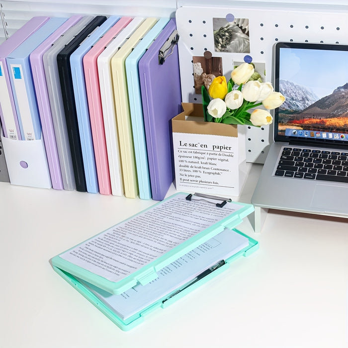 A4 File Folder Storage Box with Clip, Large Capacity for Student Test Papers, Subject Classification, Multi-functional for Music and Information Books