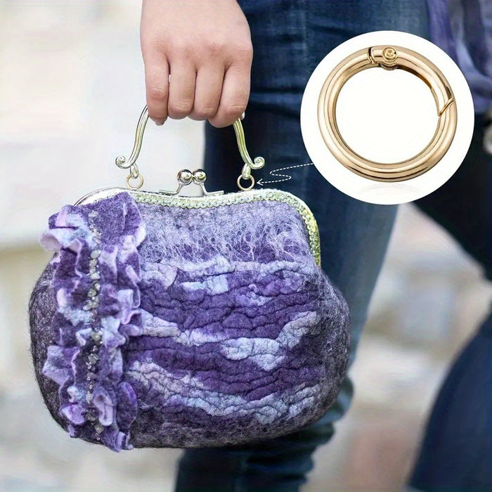 10pcs 10 Pack Golden Silver Round Spring Buckles, Multi-Size Purse Keychain Backpack Accessories