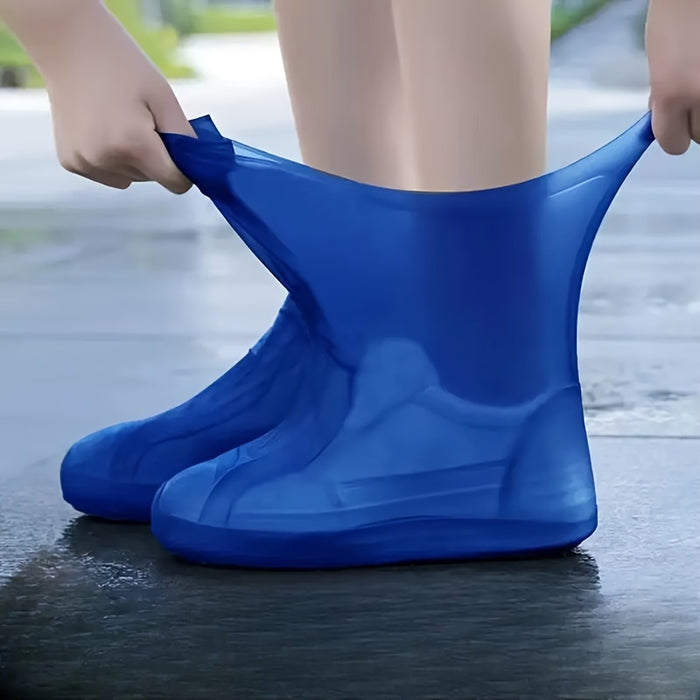 1 pair Unisex Silicone Waterproof Rain Boots, Reusable Non-Slip Rain Shoe Covers for Rainy Days