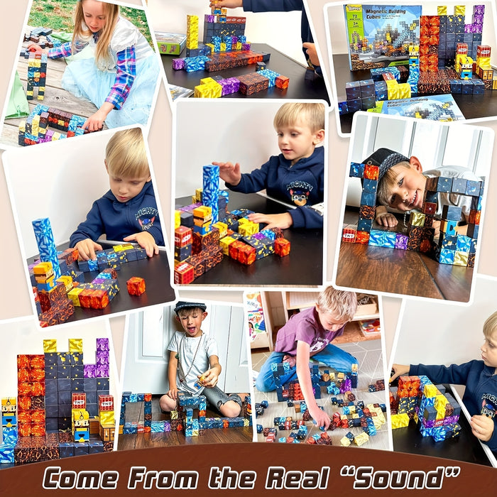 Magnetic Blocks-50/100pcs Random Magnetic Building Blocks Magnetic Cubes Stacking, STEM Sensory Toys for Youngsters Boys Girls Ages 3-8 Christmas Birthday Gifts