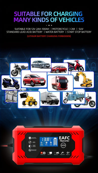 Car Battery Charger, 12V 6A Smart Battery Trickle Charger Auto 12V 24V Battery Maintainer for Car Truck Motorcycle Lawn Mower Marine Lead Acid Battery