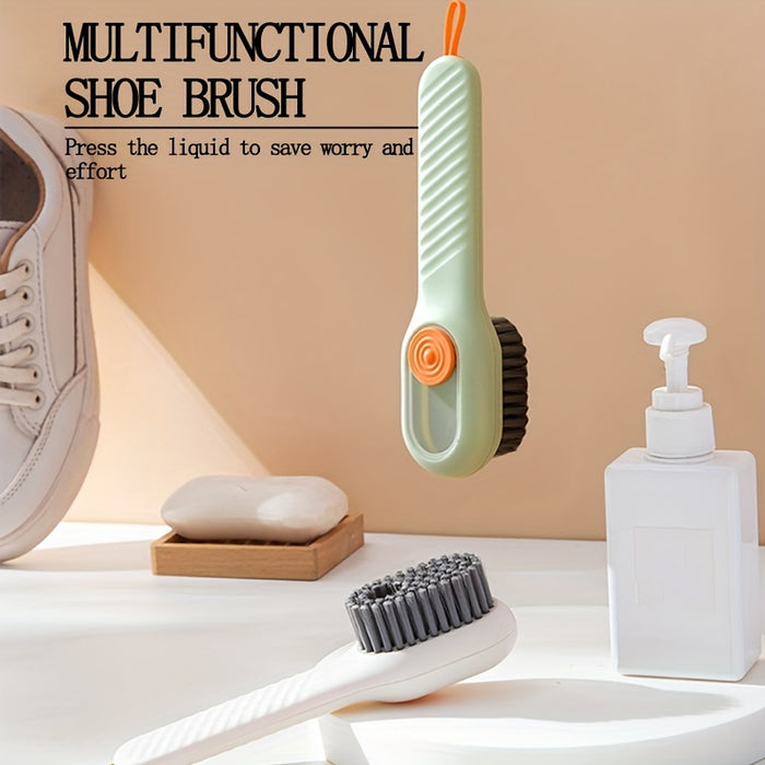 1pc Long Handle Shoe Brush with Liquid Holder, Multifunctional Shoe Cleaning Brush for Household Use, Soft Bristles Shoe Tool