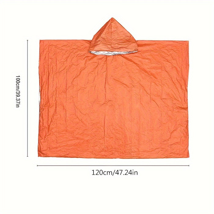 Portable Waterproof Survival Raincoat with Reflective Blanket for Camping and Hiking