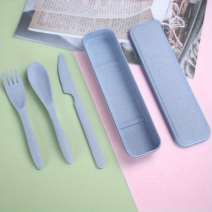 3 In 1 Camping Utensil Set - Reusable Utensils Set With Case, Travel Utensils, Portable Utensils Set - Plastic Case - For Outdoor Enthusiasts & Travelers - Perfect for Camping, Picnics & Everyday Use