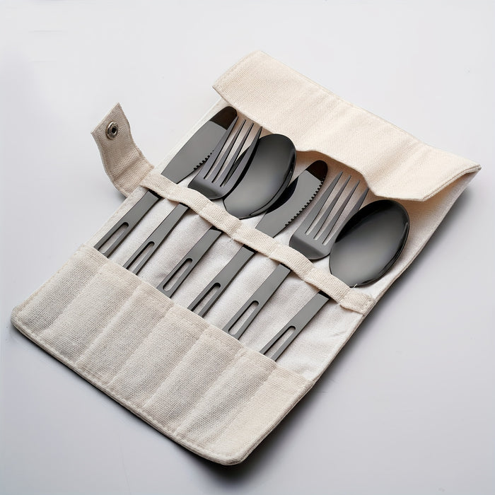 6pcs/set Stainless Steel Tableware Set - Knife, Fork & Spoon - Durable & Rust-Resistant - For Outdoor Camping, Picnics & Hiking - Ideal Gift for Adventurers