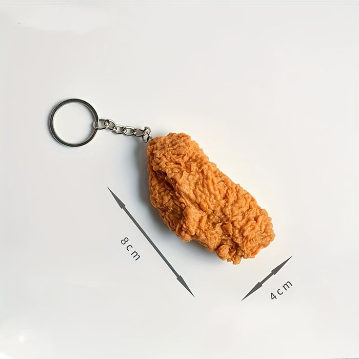 Simulation Fried Chicken Keychain Cute Funny PVC Key Chain Ring Purse Bag Backpack Charm Earbud Case Cover Accessories Photo Booth Props Gift