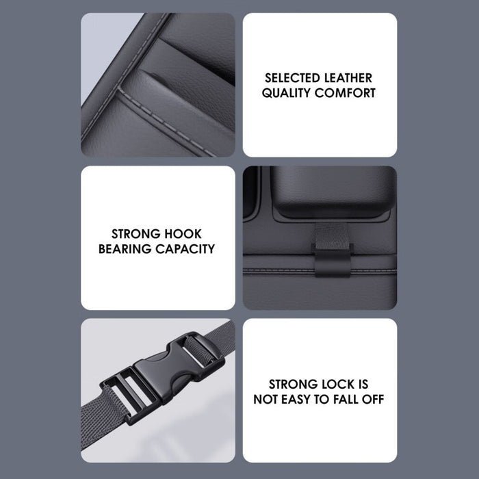 Premium PU Leather Car Backseat Organizer Large Capacity Multi-Functional Storage Bag with Dual Mesh Pockets