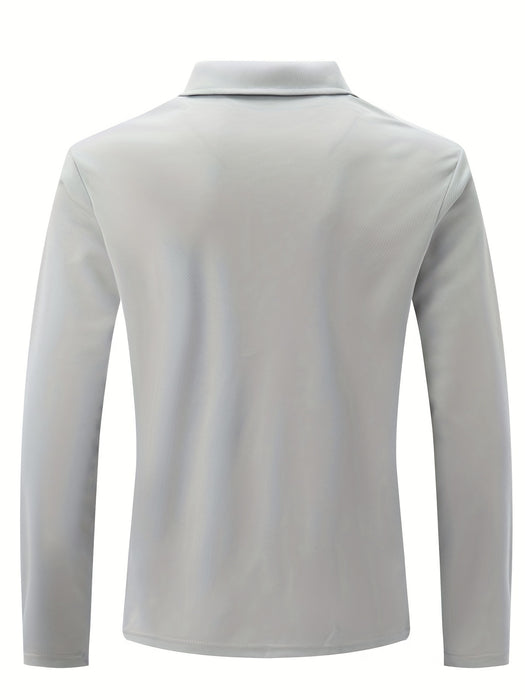 Men's Casual Long Sleeve Zipper Lapel Shirt with Chest Pocket, Spring/Fall Outdoor Wear