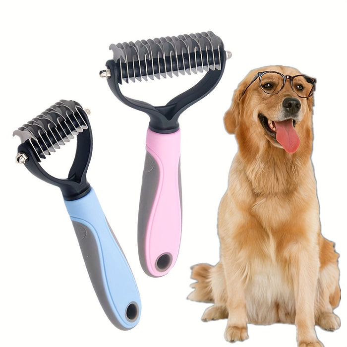 Double-Sided Pet Fur Knot Remover Comb for Dogs and Cats: Effective Shedding Tool for Removing Pet Hair