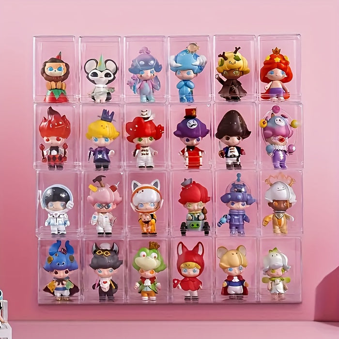 9-Pack Clear Acrylic Display Cases for Collectibles, Stackable Dustproof Cube Organizer Boxes, Contemporary Plastic Showcases for Figurines - Versatile Use, No Power Required