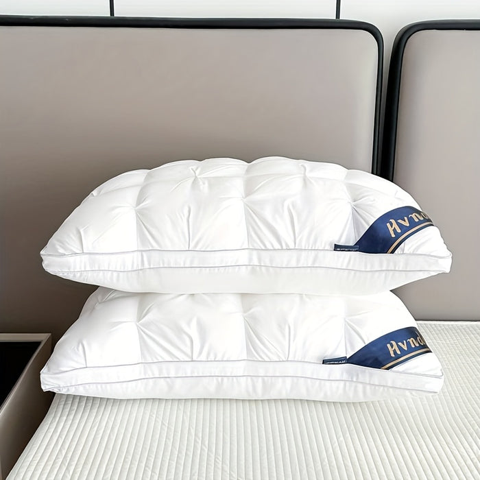 2-Piece Luxury Hotel-Quality Pillows, Deep Sleep Neck Support with Non-Sagging High-Pillow Inserts for All Seasons | Hypoallergenic Polyester Covers & Modern Design – Soft Texture Finish, Cooling and Cervical Spine Comfort