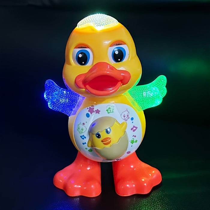 Interactive Dancing Duck Toy with Flashing Lights and Music, Cartoon Animal with Rotating Wings and Moving Eyes, Battery Operated, Ideal Christmas Gift for Youngsters 3-6 Years - Multicolor (Batteries Not Included), Cartoon T