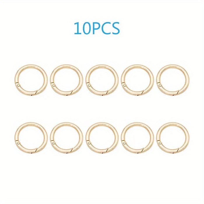 10pcs 10 Pack Golden Silver Round Spring Buckles, Multi-Size Purse Keychain Backpack Accessories