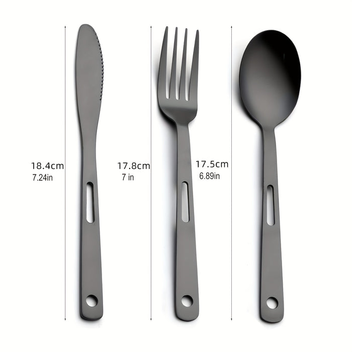6pcs/set Stainless Steel Tableware Set - Knife, Fork & Spoon - Durable & Rust-Resistant - For Outdoor Camping, Picnics & Hiking - Ideal Gift for Adventurers