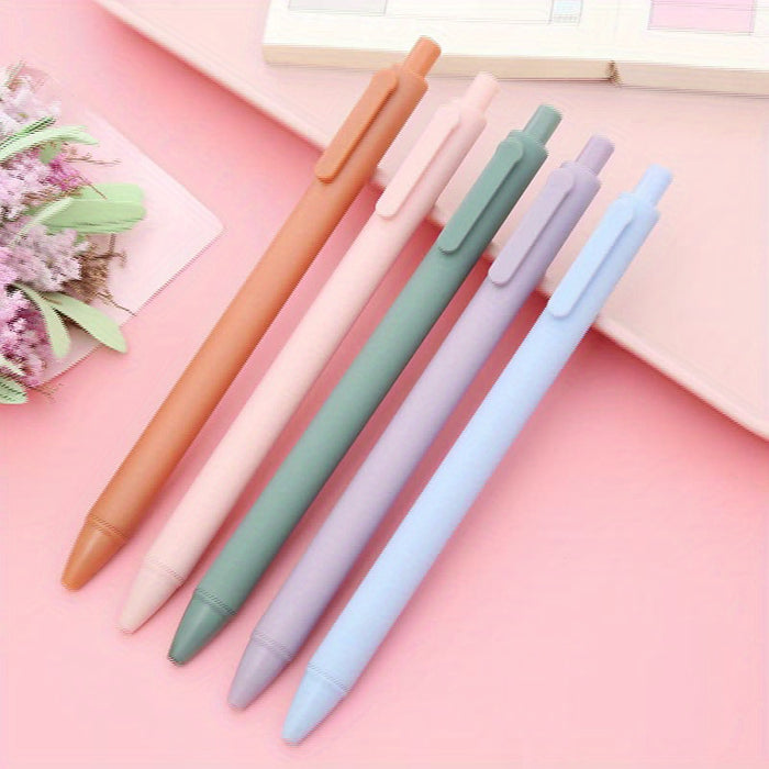 0.5mm Black Bullet Tip 5pcs Morandi Color Press Neutral Pen Macaron Student Press Water Pen Office Stationery Bouncy Signature Pen