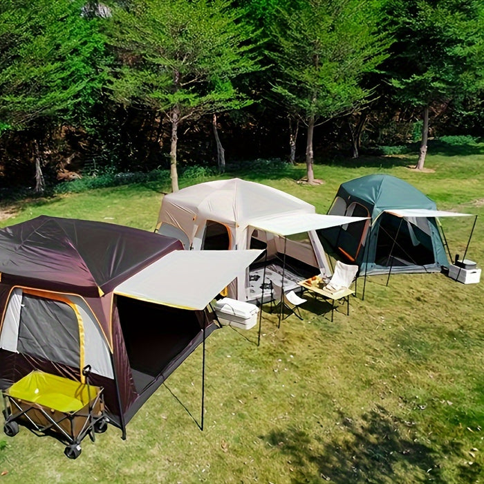Outdoor Multi-person Camping Tent - Thickened Rainproof Two Rooms One Living Room Portable Family Camping, Courtyard Tent, Awning Set - For Families & Outdoor Enthusiasts - Suitable for Camping, Hiking & Picnics - Perfect Chr