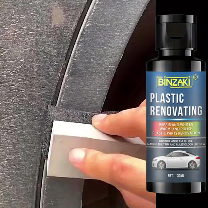 Binzaki Plastic Renovating Wax, 2.03oz, Black Interior Dashboard Shine Restorer, ABS Resin Repair Cream, Whitening Restoration Paste, Leather Sofa Seat Care, Car Tire Gloss Enhancer